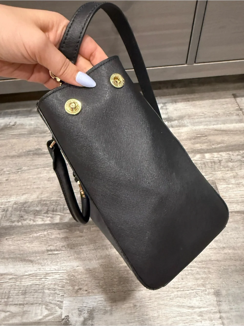 Michael Kors Black Saffiano Satchel with Gold Hardware - Picture 9 of 10